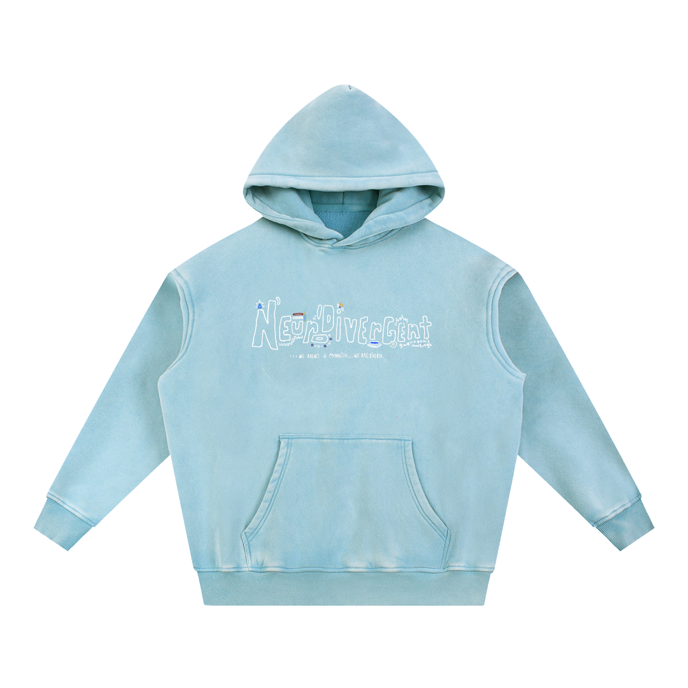 Neurodivergent: Snow Wash Fleece Oversized Hoodie