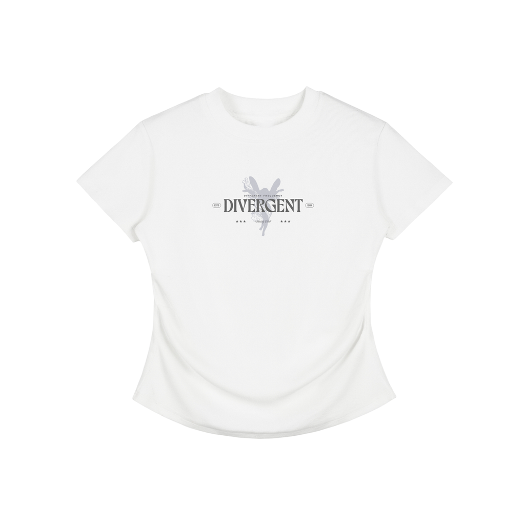 DIVERGENT VARSITY CLUB Vintage Washed Bodycon Cotton T-Shirt