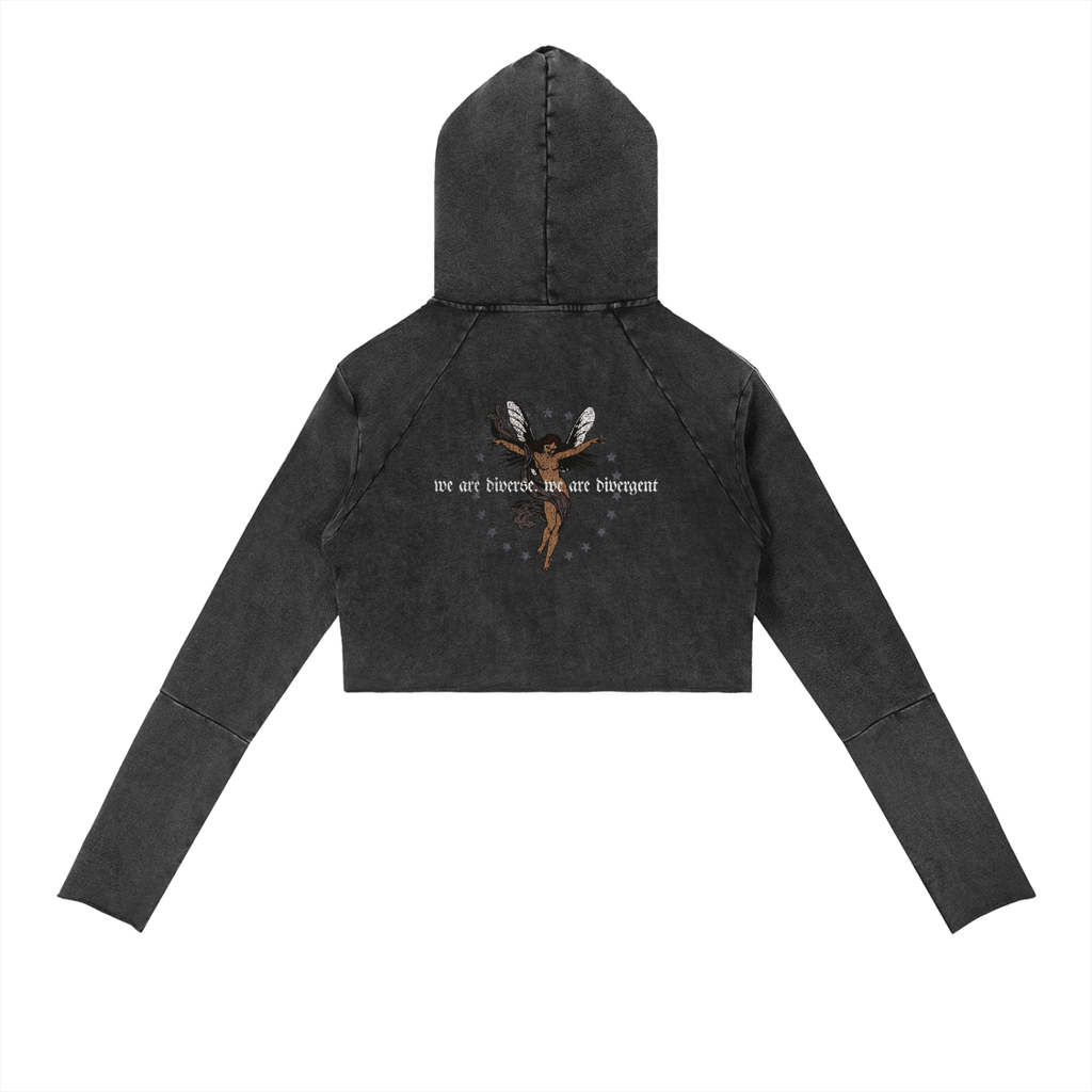 WE ARE DIVERGENT Vintage Washed Raw Edge Hoodie