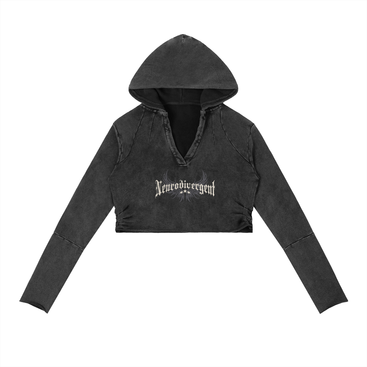 WE ARE DIVERGENT Vintage Washed Raw Edge Hoodie
