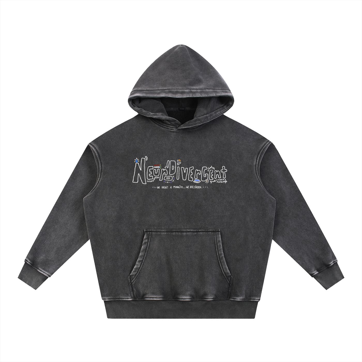 Neurodivergent: Snow Wash Fleece Oversized Hoodie