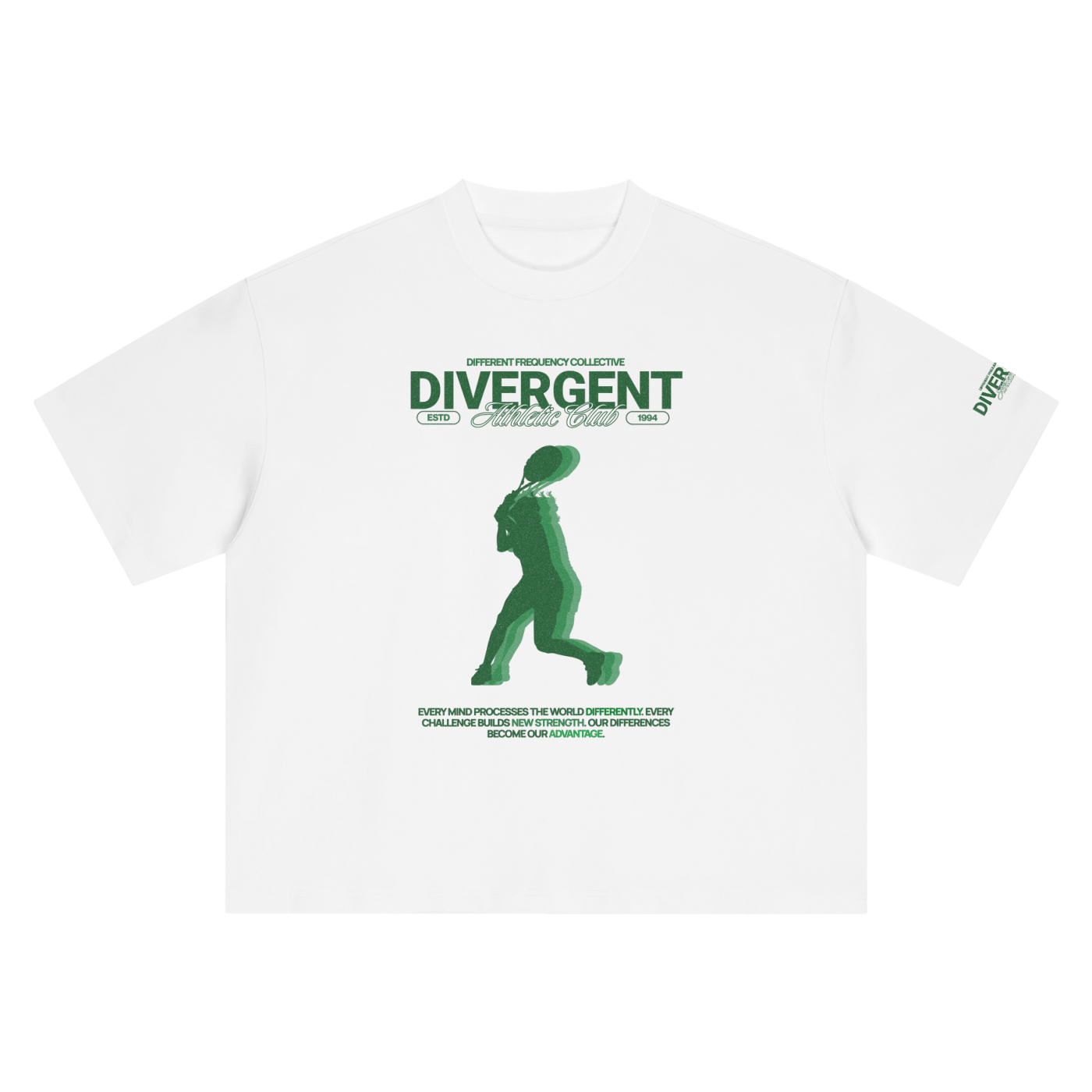 DIVERGENT ATHLETIC CLUB - 001 GREEN Boxy Oversized Tee