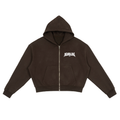 NEUROLOVE Brown Fleece Zip-Up Boxy Hoodie